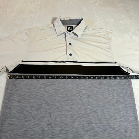 FootJoy Stripe Color Block Short Sleeve Self Collar Polo Size L Golf Lightweight - Picture 7 of 10